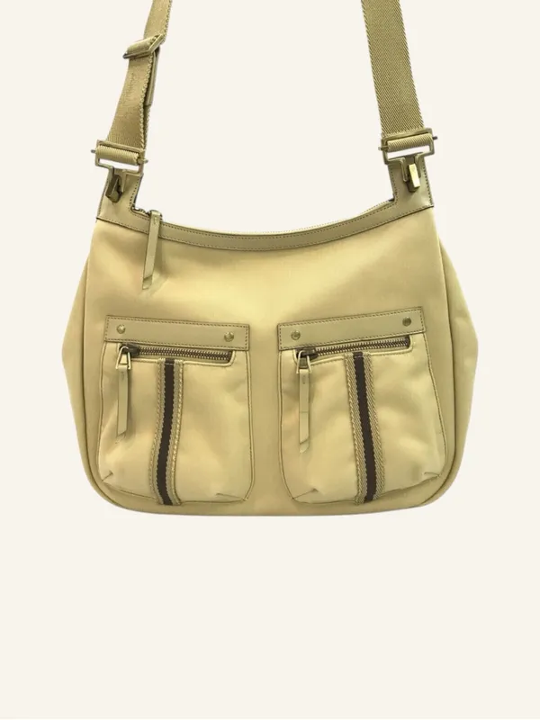 Gucci Sherry Line Beige Tan Canvas Crossbody Shoulder Bag Adjustable Strap - Image 4