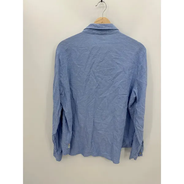 Orvis Women’s XL Blue Linen Rayon‎ Long Sleeve Shirt Boho Coastal Blouse - Image 2