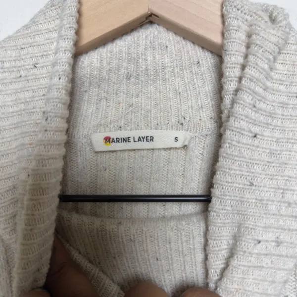 Marine Layer Womens Isla Knit Turtleneck Sweater S Cream Ribbed Donegal‎ Speckle - Image 4