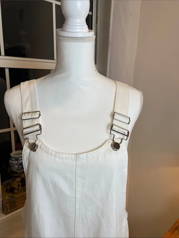 White shorts overalls with Buckle Straps size medium. - Image 2
