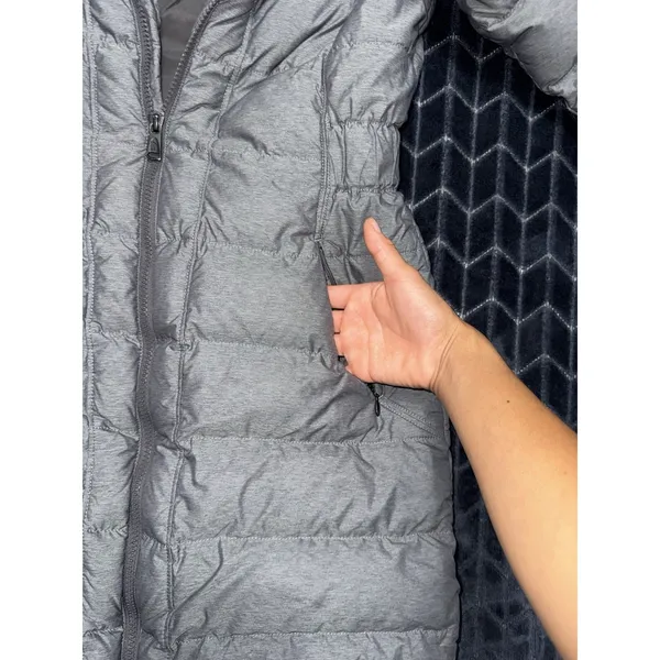 THE NORTH FACE Women's 550 Goose Down Hooded Zip Quilt Puffer Gray Coat Size S - Image 4