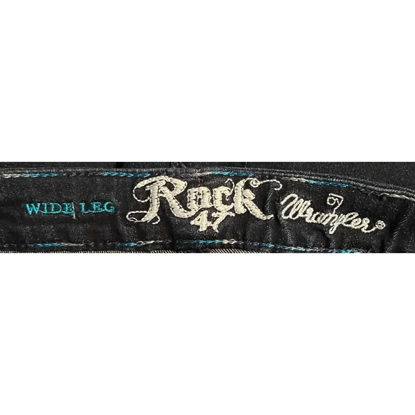 Wrangler Rock 47 Women's Wide Leg Dark Wash Denim Jeans Size 27 x 32‎ - Image 3