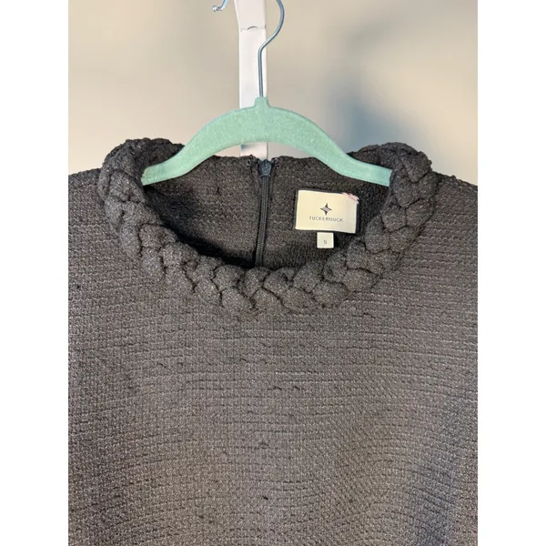 Tuckernuck Black Tweed Long Sleeve Jackie Dress Braided‎ Trim Small - Image 3