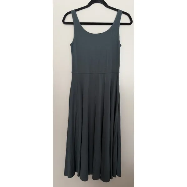 Quince Women Tencel Jersey Fit & Flare Dress Dark Olive Women's Size Medium - Image 2