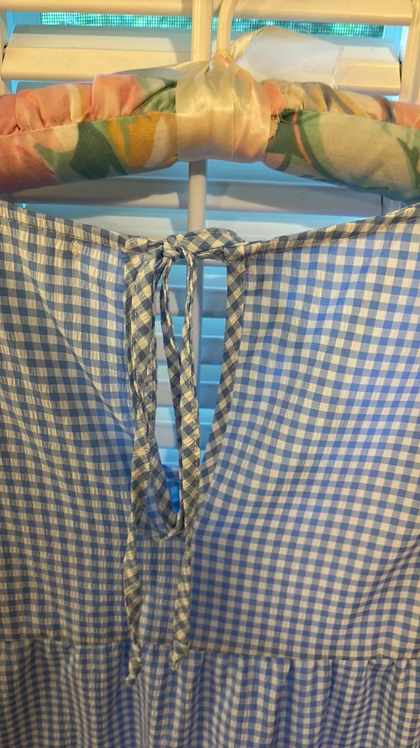 Blue gingham, baby doll dress - Image 4