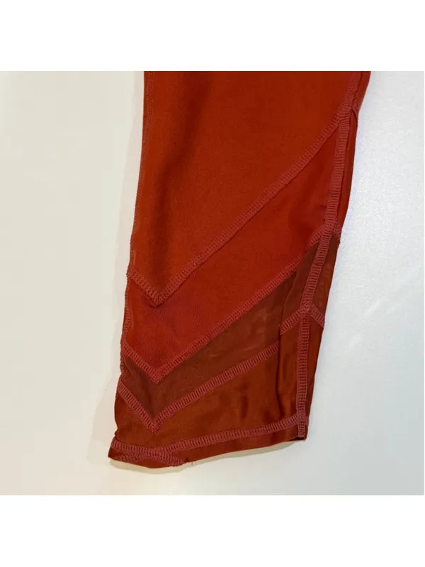 ALO Women’s M High-Waist Moto Leggings Rust Burnt Orange Mesh b1 - Image 2