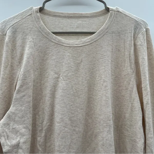 Aerie Cream Long Sleeve Ribbed Knit Crewneck Pullover Top Sz‎ XXL NEW - Image 2