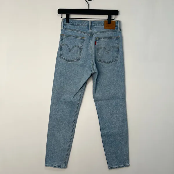Levis Button Fly Wedgie Tapered Leg Denim Jeans Blue Light Wash Size 26‎ Retro - Image 9