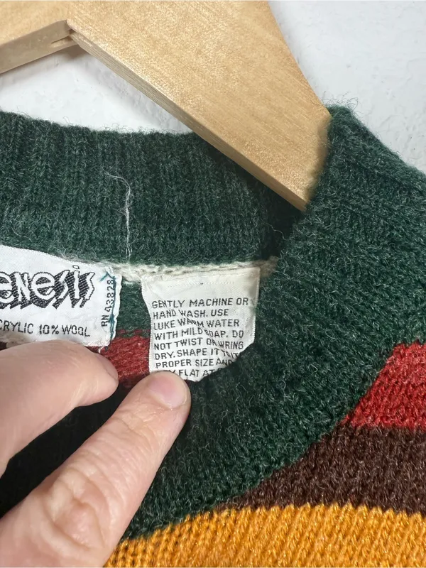 Vintage Genesis Striped Sweater Womens Small Acrylic Wool Made Korea - Image 6