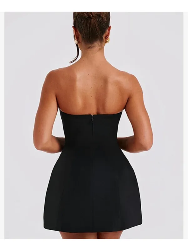 NEW Black Classic Strapless A-line Mini Lined Cocktail Dress S - Image 3