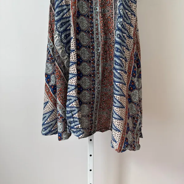 Free People S Blue Orange‎ Paisley Halter Trapeze Dress Y2K Boho Summer - Image 3