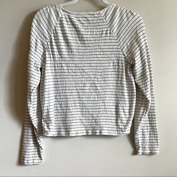 American Eagle Cream Top w/ Blue Stripes - M - Image 8