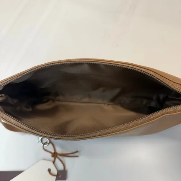 Missnine Faux Leather Cosmetic Bag Brown Zipper Pouch Travel Makeup Case NEW - Image 4