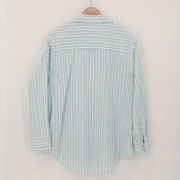 Aerie Striped Button Shirt Womens Size M Cotton Coastal‎ Pocket Beachy Pastel - Image 5