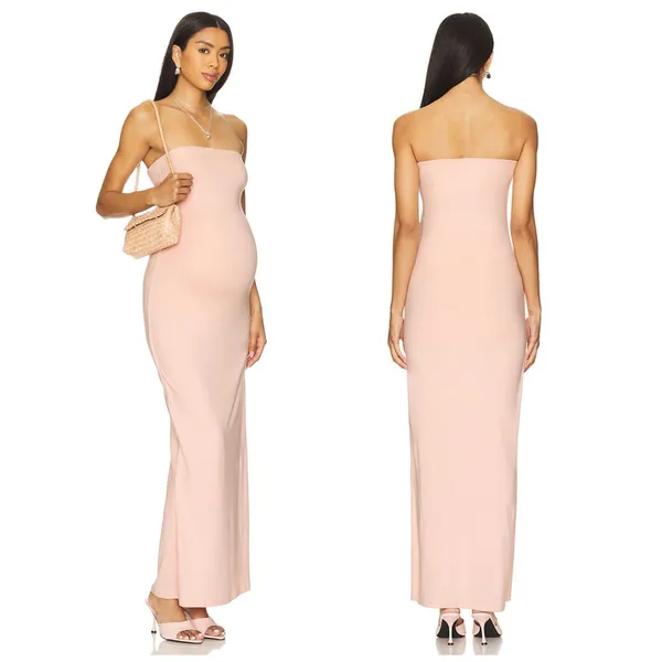 Bumpsuit Zoe Maxi Dress Size Medium Pink Maternity Strapless Baby Shower - Image 2