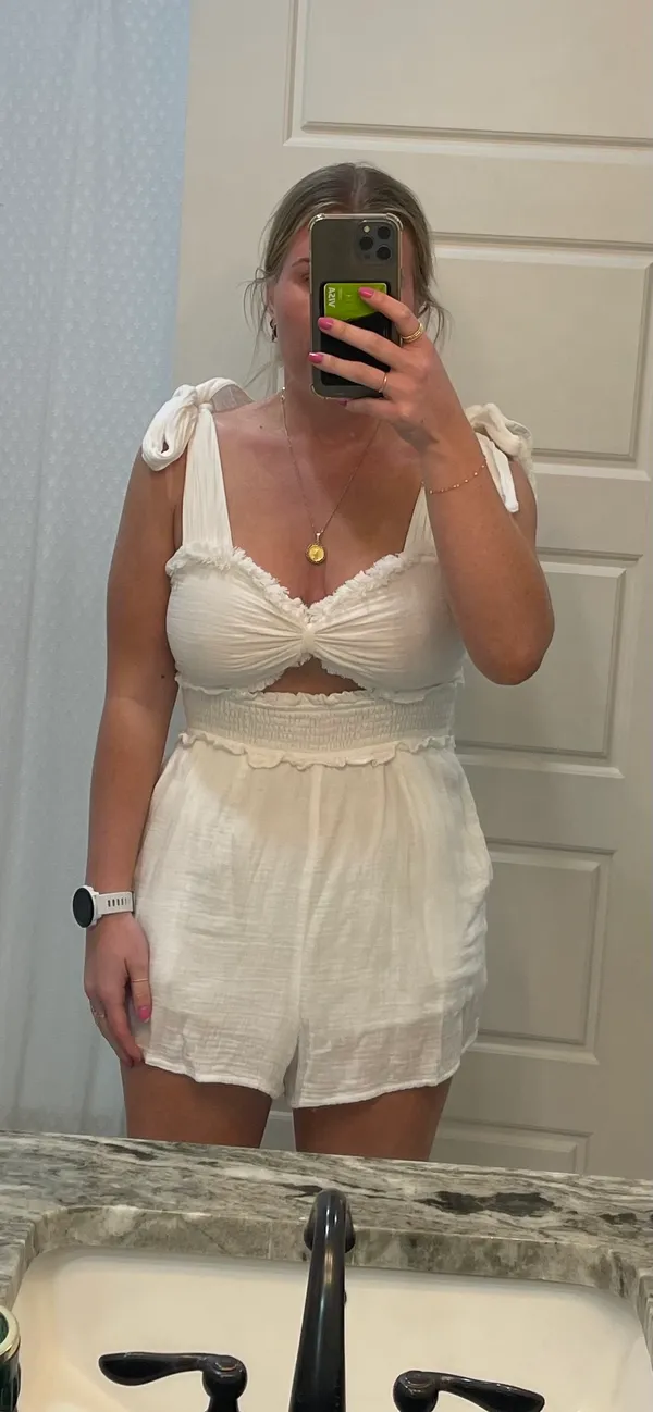 I Just Have to Have It White tie shoulder romper - Image 2