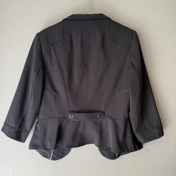 White House Black Market Office Siren Academia Peplum Button‎ Up Blazer 6 Black - Image 7