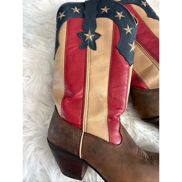 Durango Crush Cowboy Boots Women 8.5 USA Flag Patriot Western Rodeo Leather - Image 2