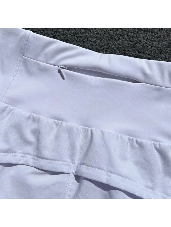 White Athletic Shorts with Inner Lining and Rear Zipper Pocket - Size Small - Image 5