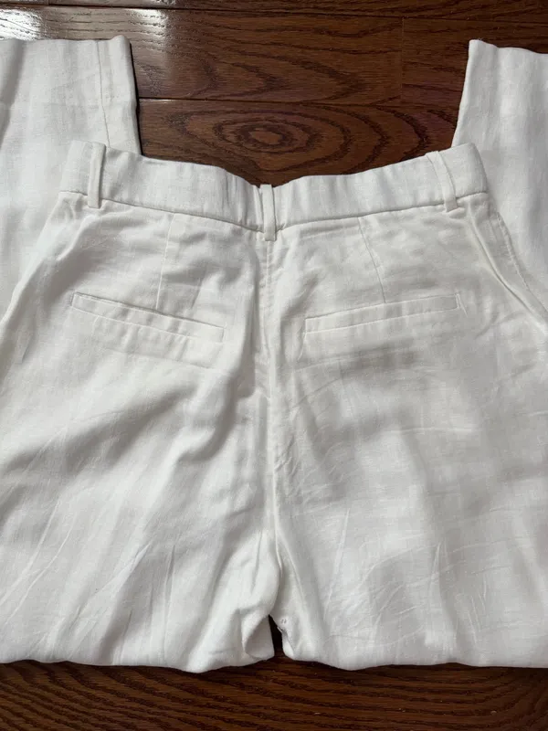 Abercrombie White Linen Pants Blend Tailored - Image 3