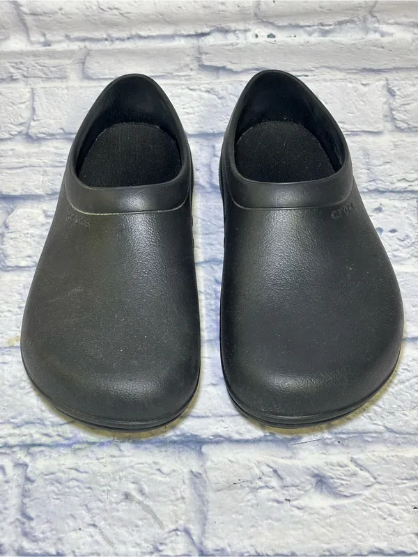 Crocs On The Clock Work Slip On Size Men 7 W 9 Shoes Black Comfort Clogs 205073 - Image 2