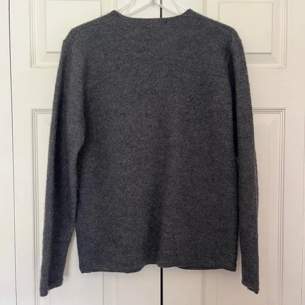 Vintage Herman Geist grey button-up wool cardigan sweater front pockets sz small - Image 4