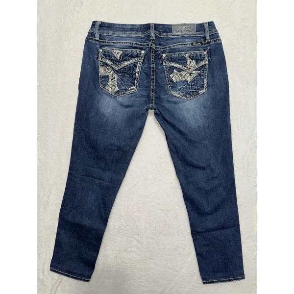 Miss Me Womens Skinny Jeans Medium Wash Embroidered Mid Rise Sz 31 - Image 4