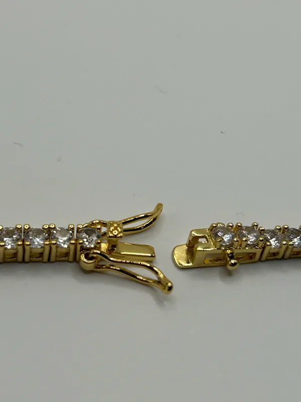 Moissanite Iced Out Tennis Chain and Bracelet Set Gold 3mm VVS1 22” and 7” - Image 5