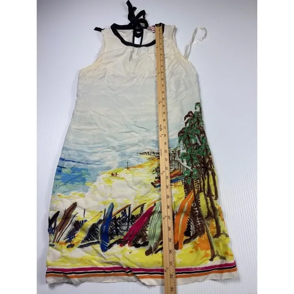 Juicy Couture Beach Print Dress Sleeveless Casual Sundress Black Trim‎ S - Image 3