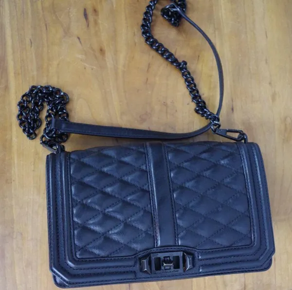 Rebecca Minkoff Black Quilted Leather Turnlock Closure Crossbody Purse - Image 3