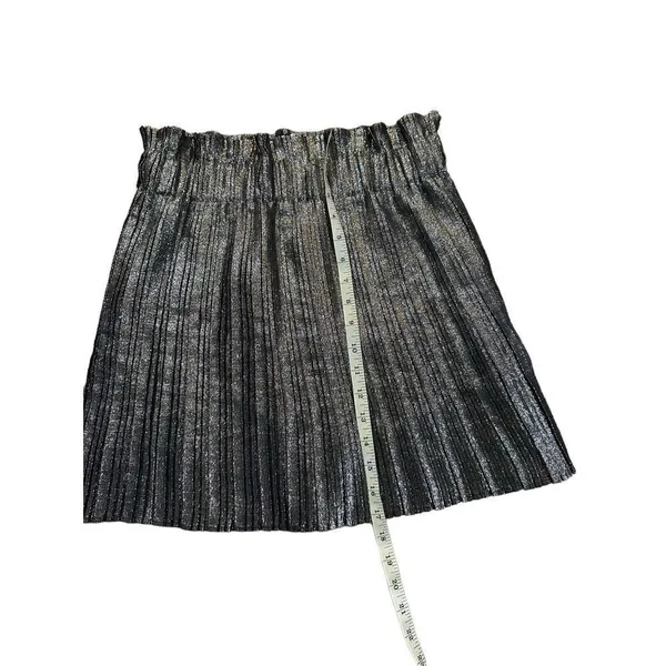 Zara Pleated metallic‎ pewter silver skort sz M - Image 5