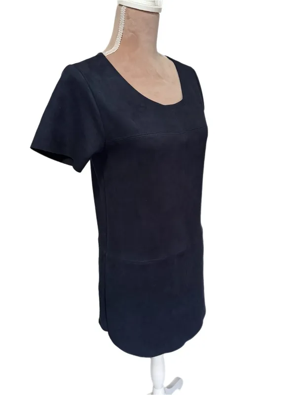 Mackenzie & Me Navy Faux Suede Short Sleeve Dress Womens Size Medium Made in USA - Image 7