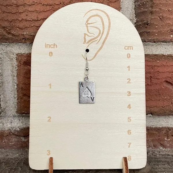 Ace of Spades Playing Card Drop Earrings - Image 2