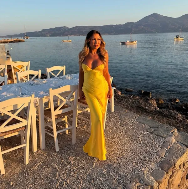 Zara golden Yellow Maxi satin corset bodycon formal Dress evening party wedding - Image 2