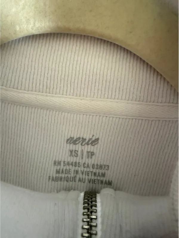 Aerie White Half-Zip Pullover Sweatshirt XS - Image 4