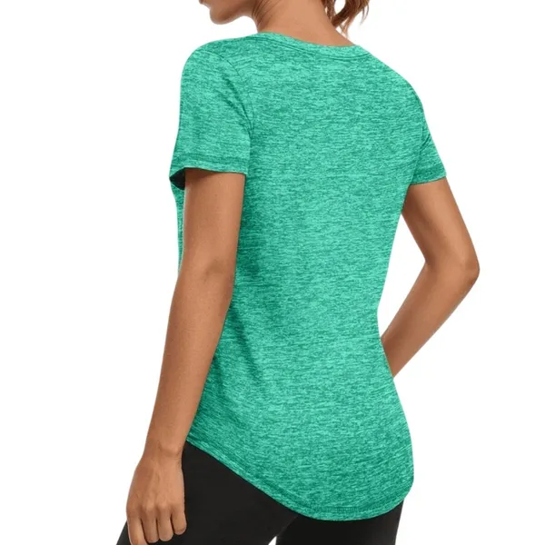 NWT ~ Green Workout Shirt V-Neck Quick Dry Athletic Loose Gym Running Top LARGE - Image 2