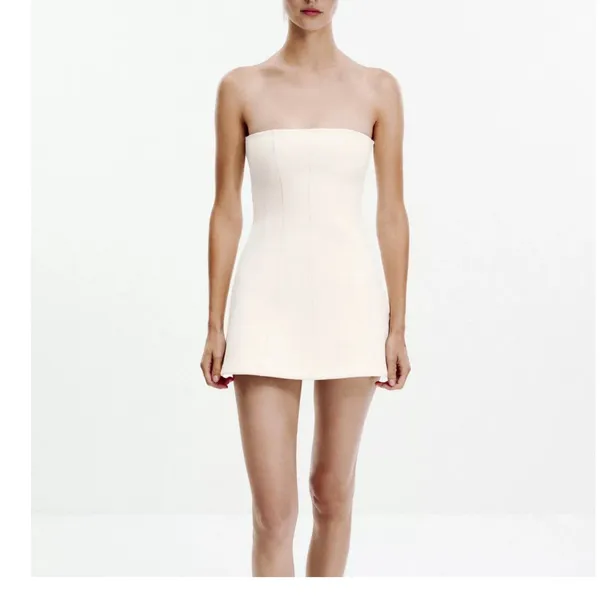 ZaraElegant Cream‎ Strapless Mini Dress - Image 4