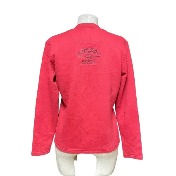 Harley Davidson Logo Embroidered Zip-Up Sweatshirt Jacket Red Black Size‎ Small - Image 7