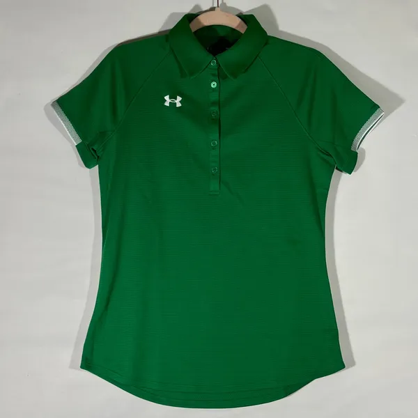 Under Armour HeatGear Polo Women Vibrant Sz S Green‎ Loose Fit Athletic Workout - Image 7