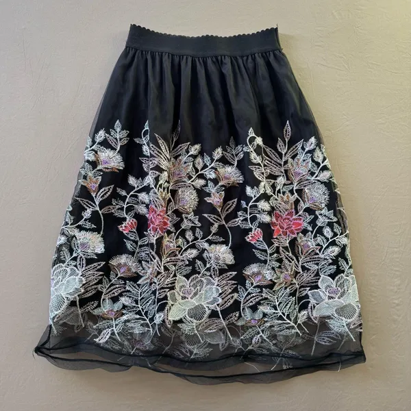 Magic Sheer Floral Embroidered Midi Skirt - Image 2
