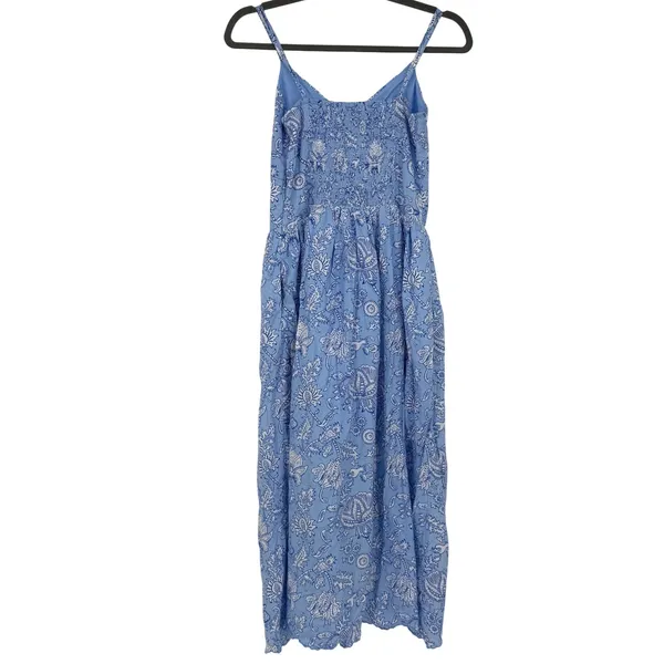 Roller Rabbit‎ x Target Blue Floral Block Print Midi Dress XS Smocked Pockets - Image 2