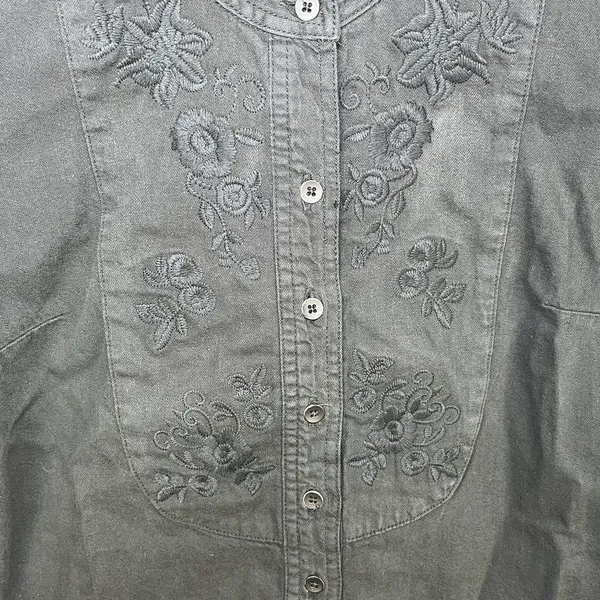 Lucky Brand Popover Dress Black Embroidered Denim Pullover Long Sleeve Y2K XS - Image 5