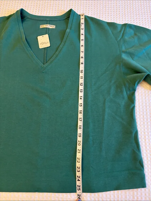 NEW! We the Free People TELL ME WHY TEE Green V-Neck Relaxed Boxy Pullover M - Image 12