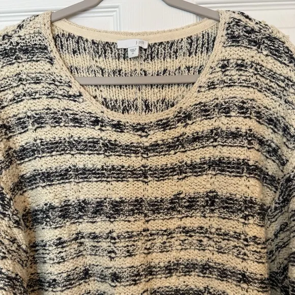 J Jill Chunky Knit Sweater Women's XL Cream‎ Navy Long Sleeve Stretch Soft Warm - Image 4