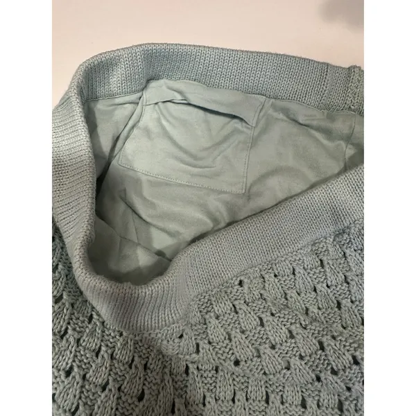 Athleta Crochet Knit Skirt Mint Green Cotton Eyelet Scalloped Hem SizeSmall Boho - Image 5
