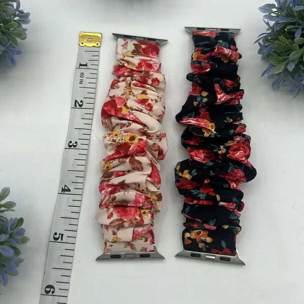 2 Floral Apple Watch Band Small 42/44mm Red/Black - Image 3