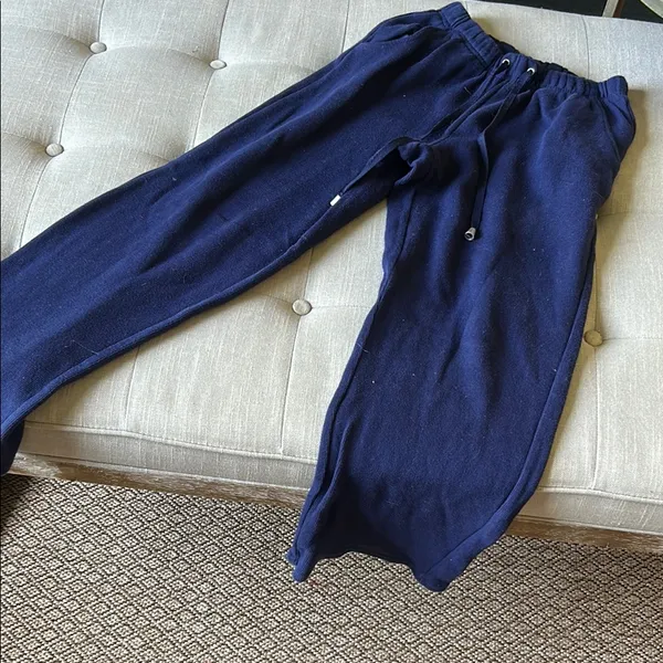 Basic Editions 100% Cotton Navy Blue Drawstring Sweatpants Size Small - Image 4