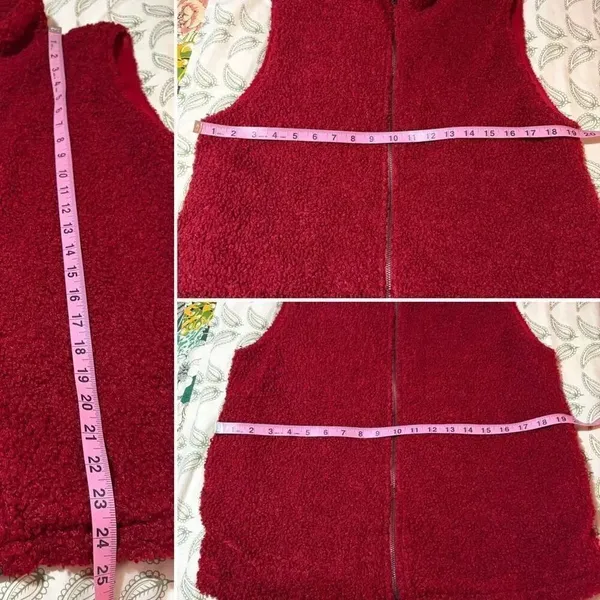 Umgee Teddy Vest Zipper Fuzzy Dark Cherry M - Image 10
