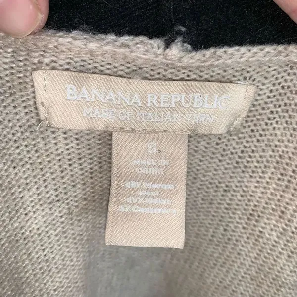 Banana Republic cream and black merino wool cashmere blend S cardigan - Image 3