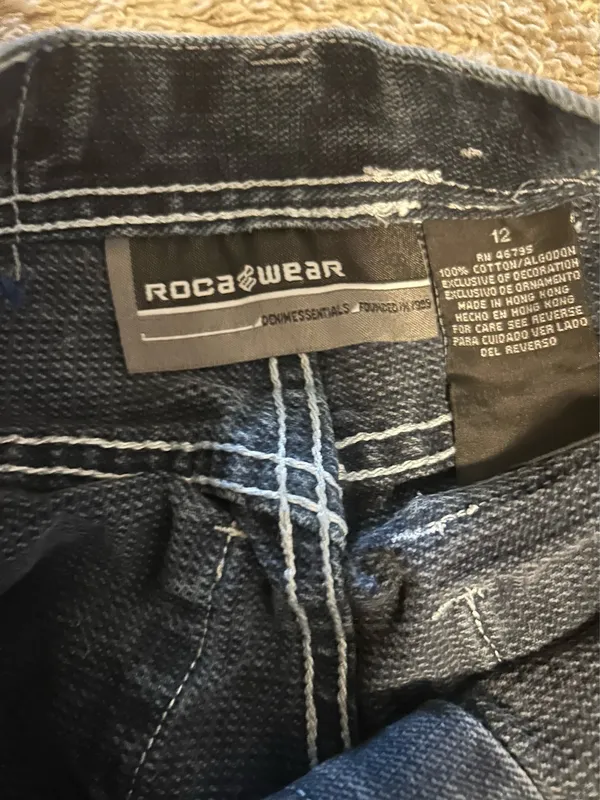 Rocawear Dark Blue Denim Jeans with White Contrast Stitching sz 12 Boys - Image 3